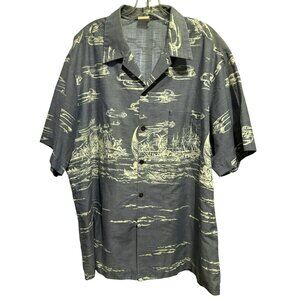 Vintage 80's Mens Mapili (apili) Hawaiian Camp Shirt 3X Tropical Sailing Ship